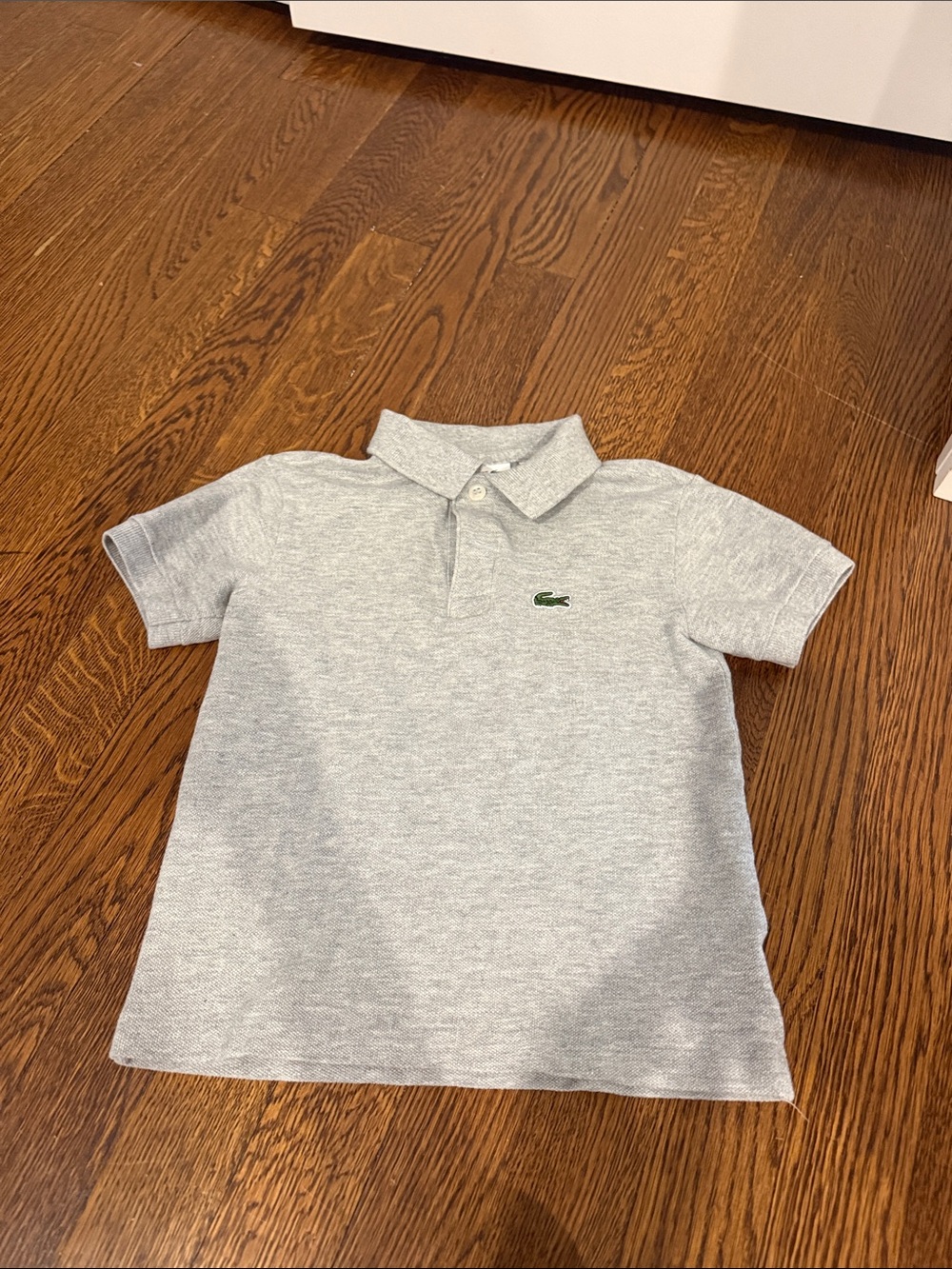 Lacoste Light Gray Kids Polo with Green Crocodile Logo
